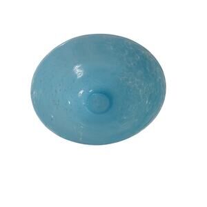 Rare blue flurry hand-blown glass bowl. Light aqua color vintage bowl